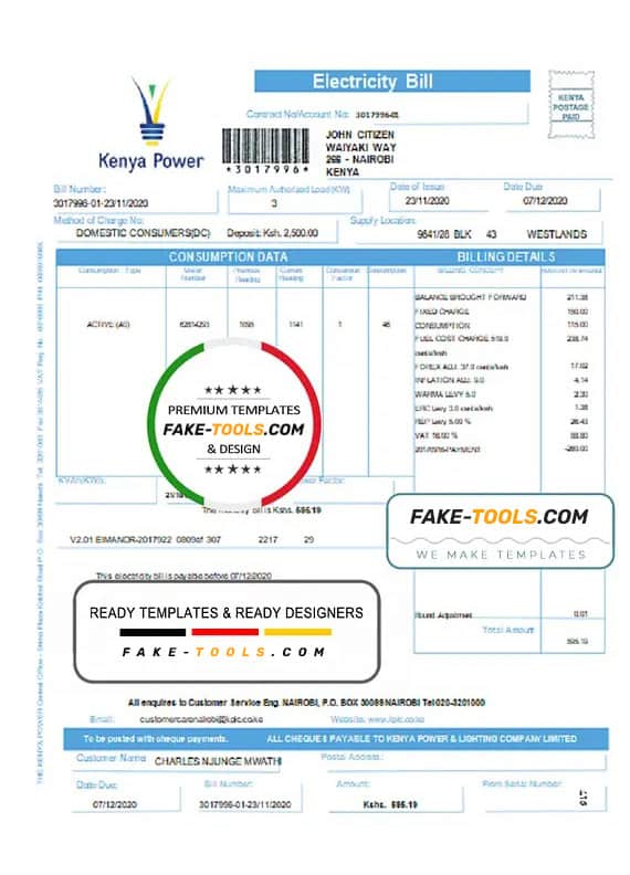 Kenya Power utility bill template in Word and PDF format Kenya Power utility bill template in Word and PDF format