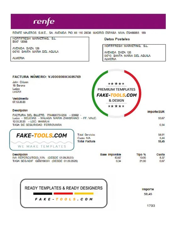 Latvia Renfe utility bill template, fully editable in PSD format Latvia Renfe utility bill template, fully editable in PSD format