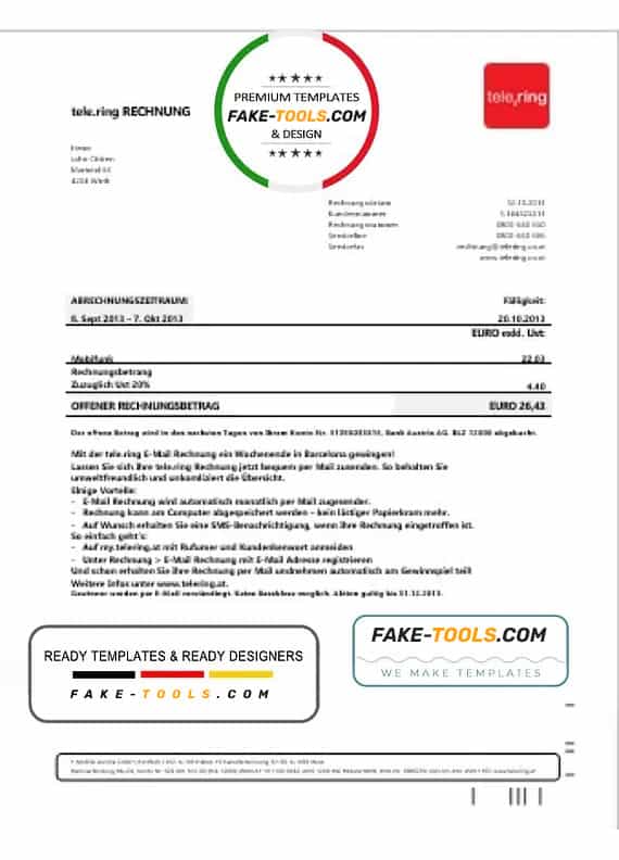 Sweden Tele Ring utility bill template in Word and PDF format Sweden Tele Ring utility bill template in Word and PDF format