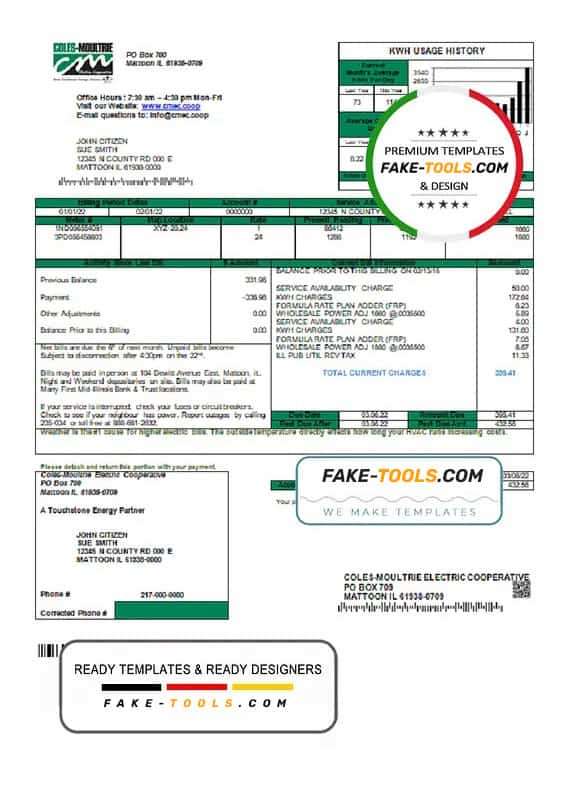 USA Coles – Moultrie utility bill template in Word and PDF format USA Coles – Moultrie utility bill template in Word and PDF format