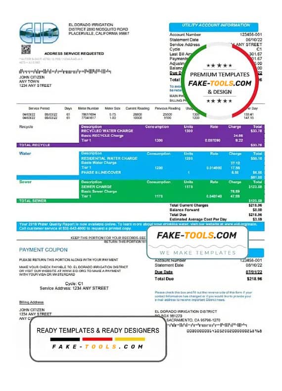 USA EID utility bill template in Word and PDF format USA EID utility bill template in Word and PDF format