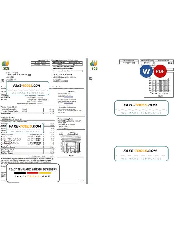 USA Massachusetts Chelsea SCG The United Illuminating Company Word and PDF template, 2 pages USA Massachusetts Chelsea SCG The United Illuminating Company Word and PDF template, 2 pages
