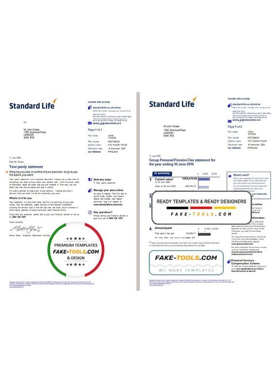 United Kingdom Standard Life utility bill template in Word and PDF format, 7 pages United Kingdom Standard Life utility bill template in Word and PDF format, 7 pages