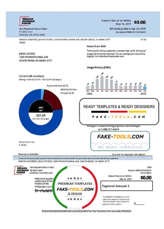 USA Michigan electricity utility bill template in Word and PDF format USA Michigan electricity utility bill template in Word and PDF format