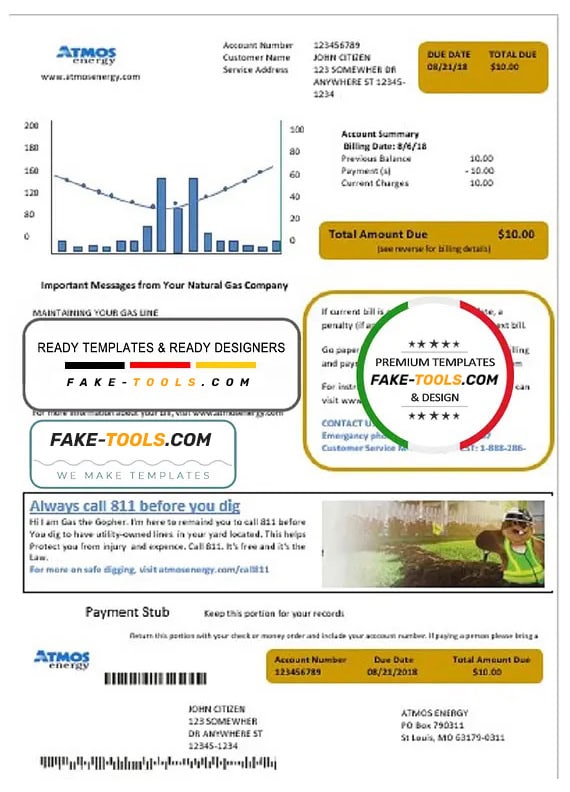 USA Virginia Atmos Energy utility bill template in Word and PDF format (.doc and .pdf) USA Virginia Atmos Energy utility bill template in Word and PDF format (.doc and .pdf)