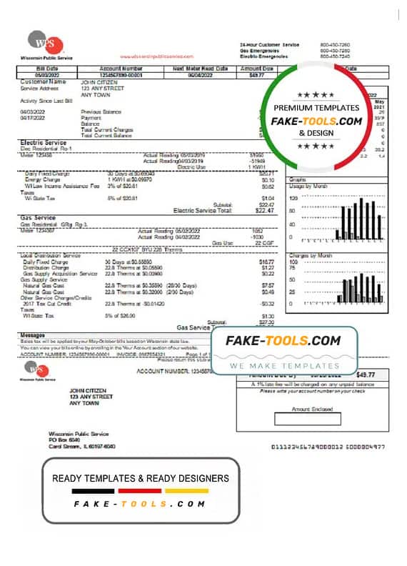 USA WPS utility bill template in Word and PDF format USA WPS utility bill template in Word and PDF format