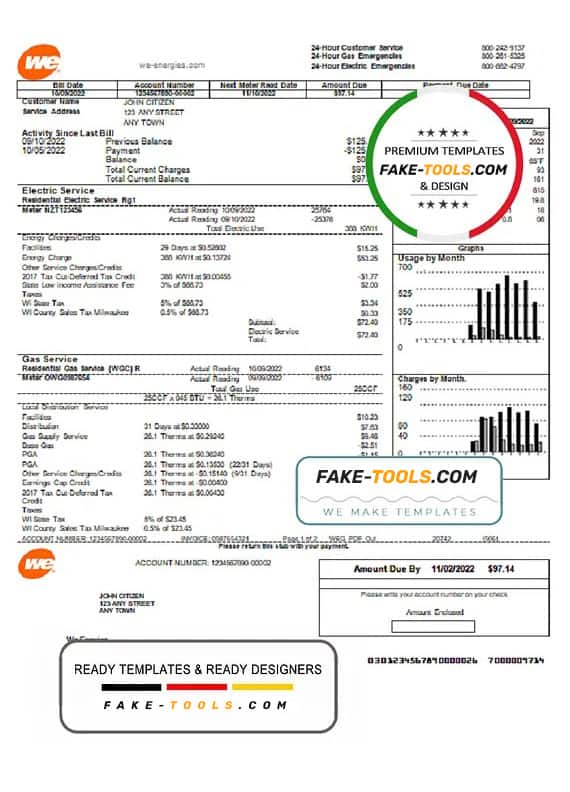USA We utility bill template in Word and PDF format USA We utility bill template in Word and PDF format