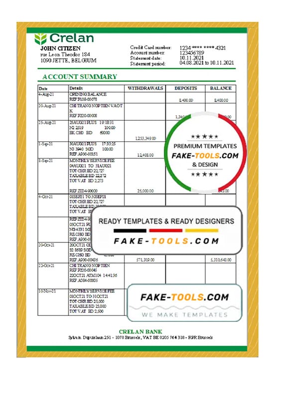 Belgium Crelan bank statement easy to fill template in Excel and PDF format Belgium Crelan bank statement easy to fill template in Excel and PDF format Belgium Crelan bank statement easy to fill template in Excel and PDF format Belgium Crelan bank statement easy to fill template in Excel and PDF format