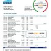 Belgium KBC bank statement template in Excel and PDF format