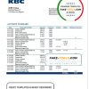 Belgium KBC bank statement template in Word and PDF format