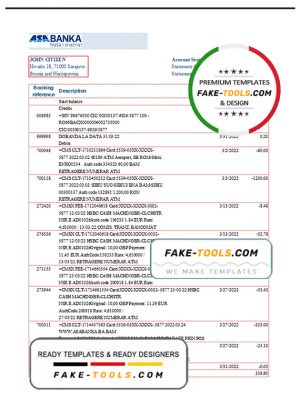Bosnia and Herzegovina ASA Banka bank statement template in Excel and PDF format