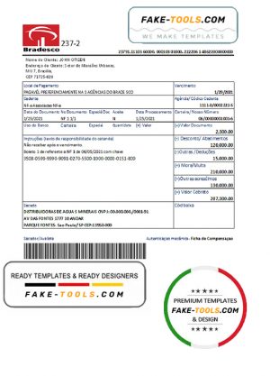 Brazil Bradesco bank proof of address statement template in Excel and PDF format