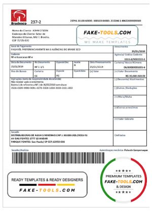 Brazil Bradesco bank proof of address statement template in Word and PDF format