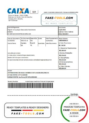 Brazil Caixa bank statement easy to fill template in Excel and PDF format