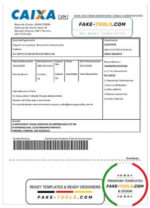 Brazil Caixa bank statement easy to fill template in Word and PDF format
