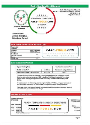 Burundi Bank of the Republic of Burundi proof of address bank statement template in Word and PDF format