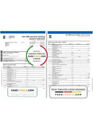 Canada Royal Bank of Canada (RBC) bank statement template in .xls and .pdf file format (4 pages) (AutoSum) Canada Royal Bank of Canada (RBC) bank statement template in .xls and .pdf file format (4 pages) (AutoSum)