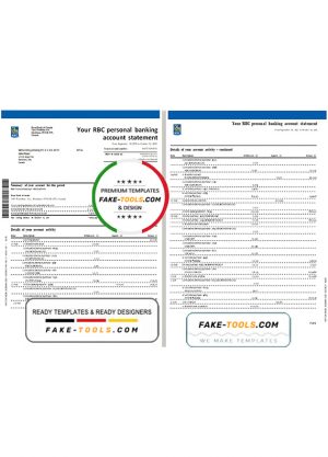 Canada Royal Bank of Canada (RBC) bank statement template in Word and PDF format (4 pages)