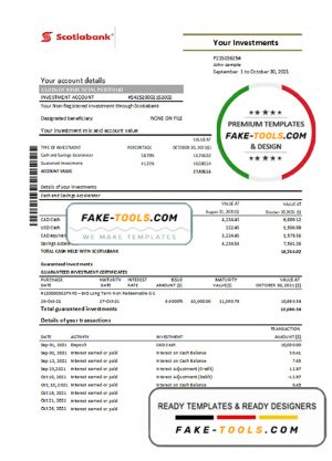Chile Scotiabank statement template in Word and PDF format fully editable, good for address prove