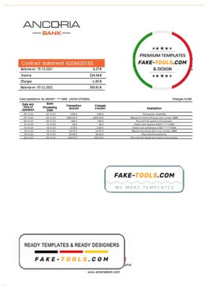 Cyprus Ancoria bank statement template in Word and PDF format