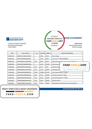 Egypt Blom Bank of Egypt proof of address statement template in Word and PDF format (.doc and .pdf)