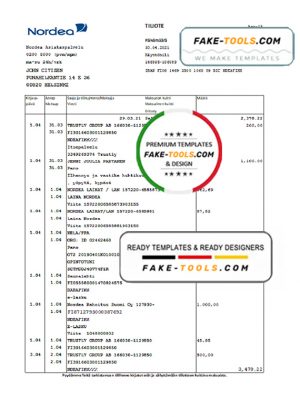 Finland Nordea bank statement template in Excel and PDF format Finland Nordea bank statement template in Excel and PDF format