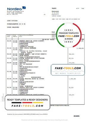 Finland Nordea bank statement template in Word and PDF format Finland Nordea bank statement template in Word and PDF format