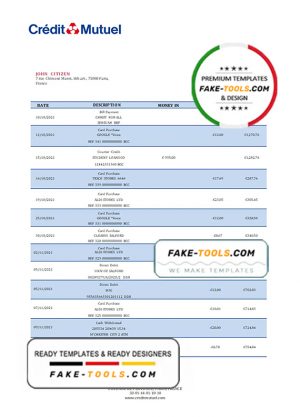 France Credit Mutuel bank statement template in Word and PDF (.doc and .pdf) format France Credit Mutuel bank statement template in Word and PDF (.doc and .pdf) format