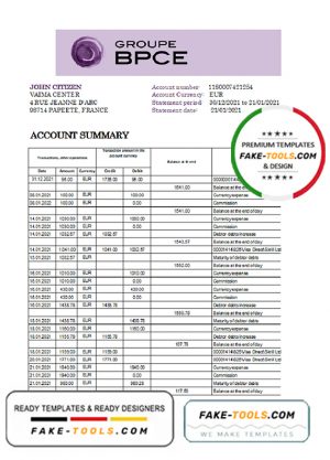 France Groupe BPCE bank statement easy to fill template in Excel and PDF format France Groupe BPCE bank statement easy to fill template in Excel and PDF format