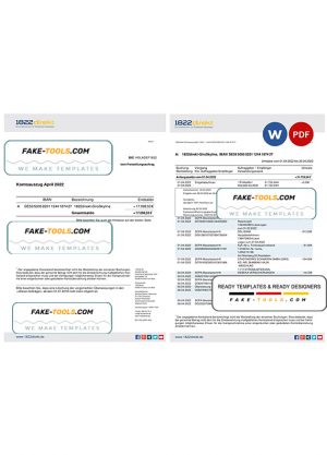 Germany 1822direkt bank statement, Word and PDF template, 6 pages