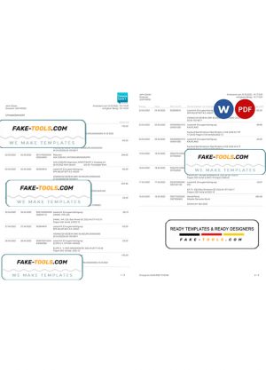 Germany Consorsbank bank statement, Word and PDF template, 2 pages