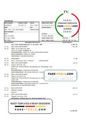 Germany Deutsche Handelsbank AG bank statement template in .xls and .pdf format