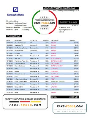 Germany Deutsche Bank statement easy to fill template in Excel and PDF format