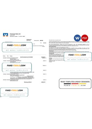 Germany Freisinger Bank eG bank statement, Word and PDF template, 2 pages