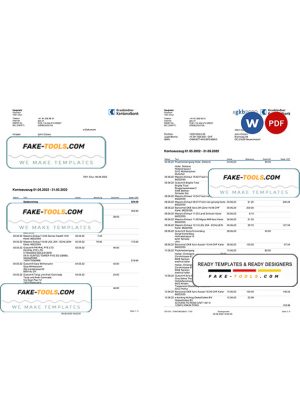 Germany Graubundner Kantonalbank bank statement, Word and PDF template, 4 pages