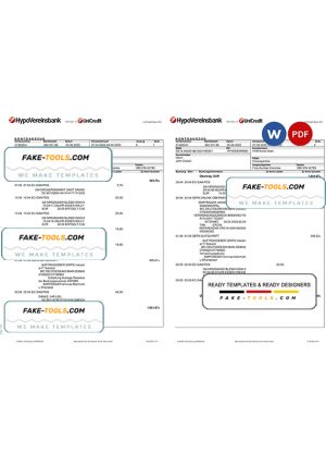 Germany HypoVereins bank statement, Word and PDF template, 3 pages