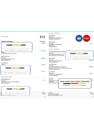 Germany N26 bank statement, Word and PDF template, 5 pages (in German language)
