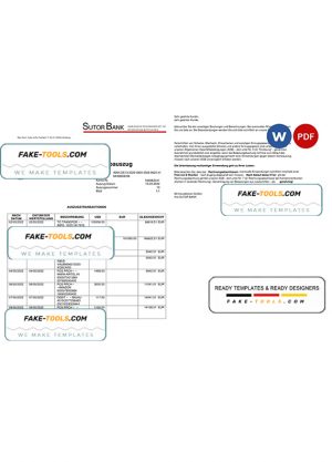 Germany Sutor bank statement, Word and PDF template, 2 pages