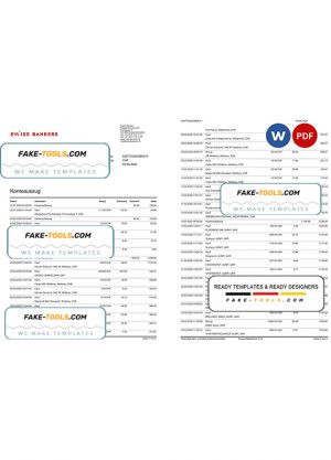 Germany Swiss Bank statement template in Word and PDF format in German language, 5 pages