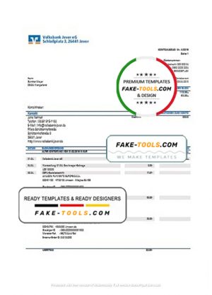 Germany Volksbank Jever statement template in Word and PDF format