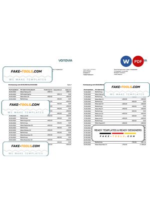 Germany Vonovia bank statement, Word and PDF template, 3 pages Germany Vonovia bank statement, Word and PDF template, 3 pages