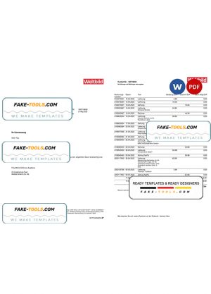 Germany Weltbild bank statement, Word and PDF template, 2 pages