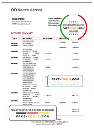 Guatemala Azteca proof of address bank statement template in Word and PDF format (.doc and Guatemala Azteca proof of address bank statement template in Word and PDF format (.doc and