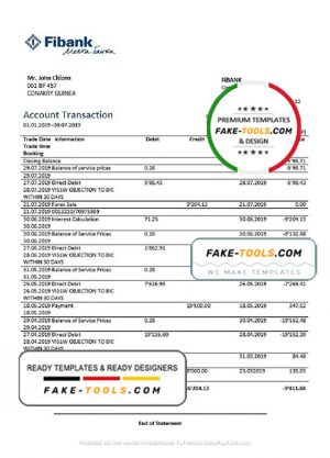 Guinea Fibank proof of address bank statement template in Word and PDF format