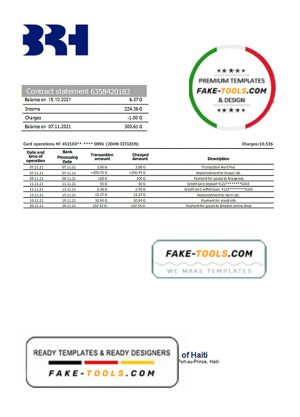 Haiti BRH bank statement template in Word and PDF format Haiti BRH bank statement template in Word and PDF format