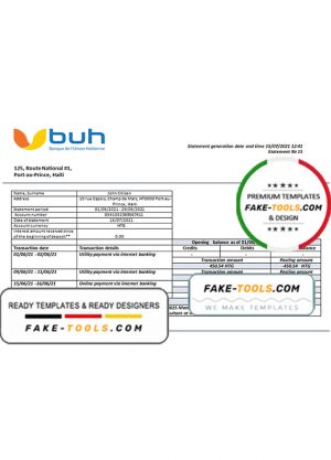 Haiti BUH bank statement template in Word and PDF format Haiti BUH bank statement template in Word and PDF format