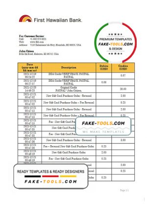 Hawaii First Hawaiian Bank statement bank statement template in Word and PDF format Hawaii First Hawaiian Bank statement bank statement template in Word and PDF format