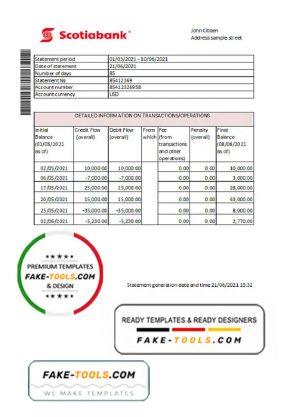 Hong Kong Scotiabank proof of address statement template in Word and PDF format (.doc and .pdf)