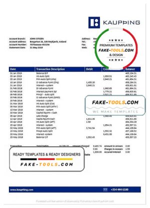 Iceland Kaupthing bank statement template in Word and PDF format Iceland Kaupthing bank statement template in Word and PDF format
