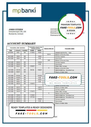 Iceland MP Bank statement template in Word and PDF format (.doc and .pdf) Iceland MP Bank statement template in Word and PDF format (.doc and .pdf)